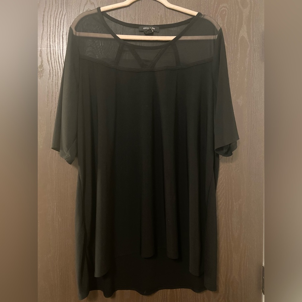Sheer top Black work wear blouse
